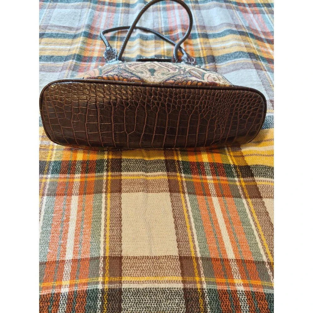 Rosetti Paisley Tapestry Shoulder Bag With Embossed Trim And Braided Straps. EUC